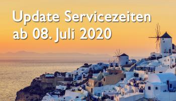 Update unserer Servicezeiten zum 08.07.2020